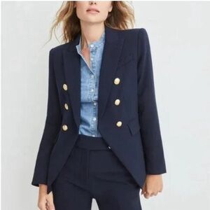Veronica Beard Dark Blue Blazer with Gold Accents